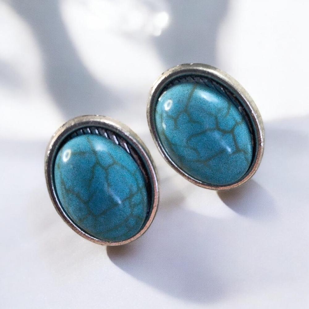 Turquoise Oval Stud Earrings